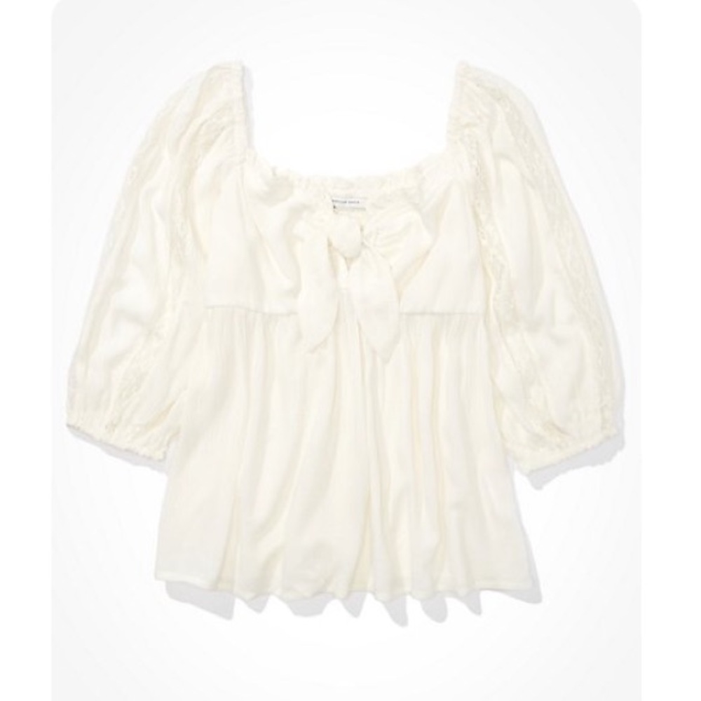 Lace Tie Front Babydoll Top